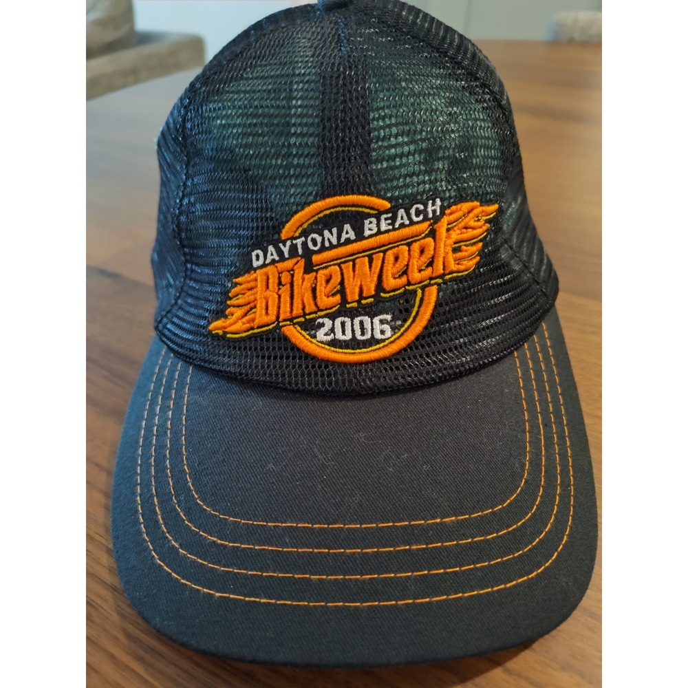 Capsmith Daytona Beach Bike Week 2006 65th Annual Trucker Hat Black Orange Mesh‎